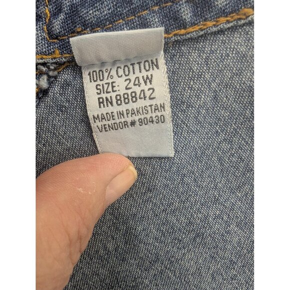 Mainstreet Blues Overalls Womens 24W Blue Denim Bib Capri Cropped Plus Size - Picture 11 of 11